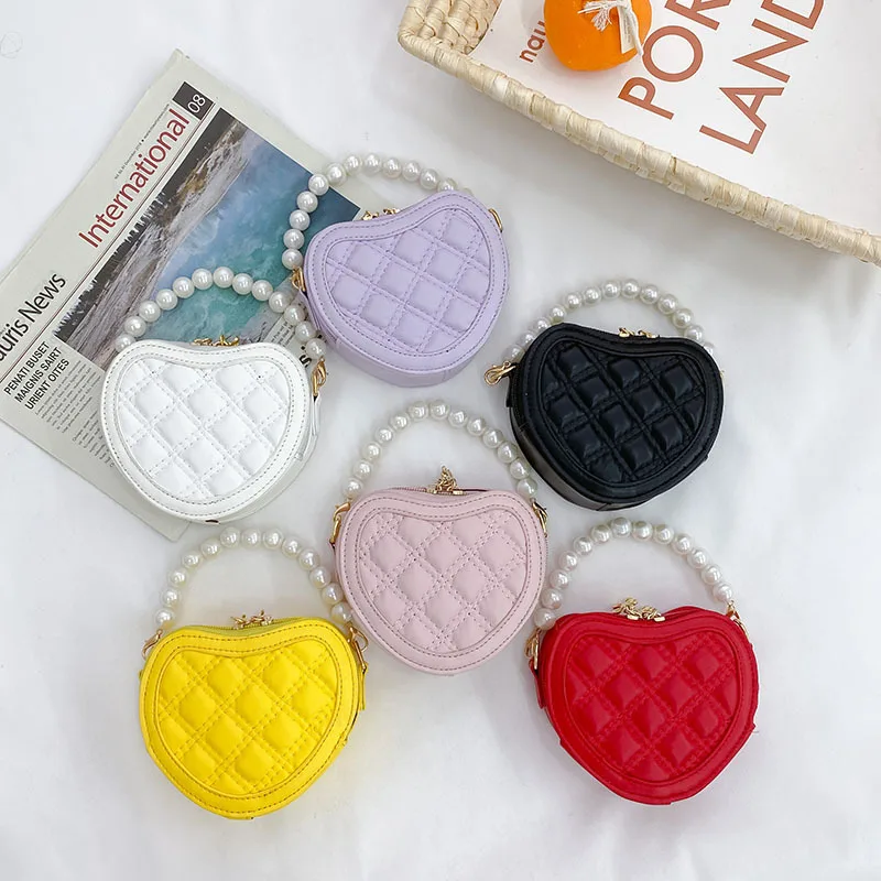 Accordion Wallet Zip - Cute Children's Heart-shaped Crossbody Bags Pearl