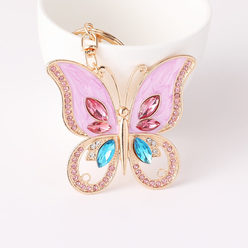 Luxury Bags Wholesale - Fashion Pink Butterfly Luxury Glitter Keychains