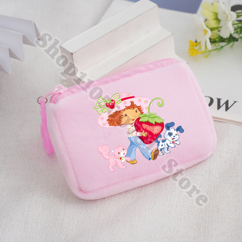 Accordion Wallet Zip - Children Anime Plush Coin Purse Strawberry