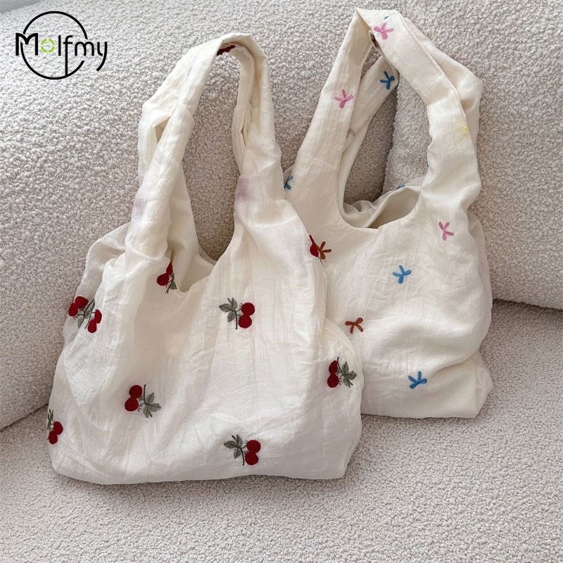 Luxury Bags Tote - Designer Bags Luxury Cherry Embroidered Canvas