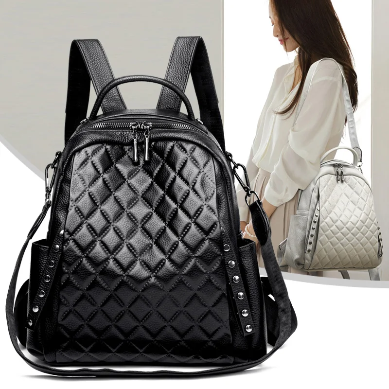 Genuine Leather Rucksack Women - Luxury Bags For School recension och pris