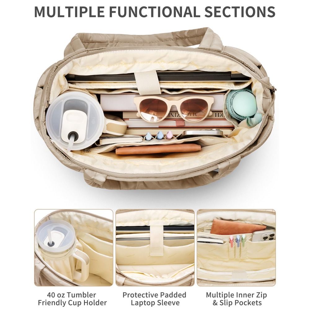 Large Capacity Puffer Tote Bag - Accordion Wallet Zip recension och pris