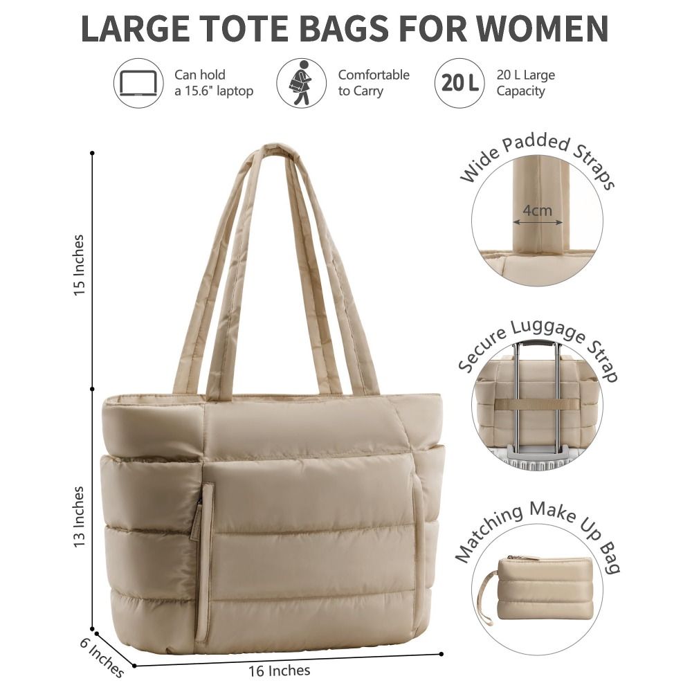 Large Capacity Puffer Tote Bag - Accordion Wallet Zip recension och pris